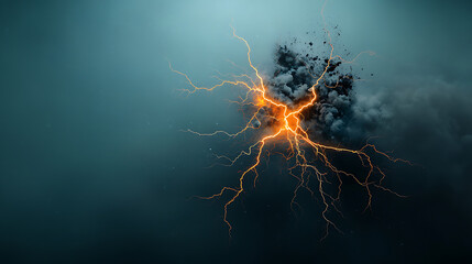 Poster - Dynamic lightning strike abstract environment power concept dramatic viewpoint surreal imagery in dark atmosphere