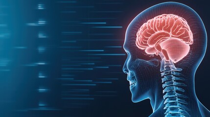 Poster - Human Brain and Spine Structure with Abstract Background Design