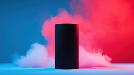 Poster - Abstract Cylinder in Colorful Smoke on Gradient Background
