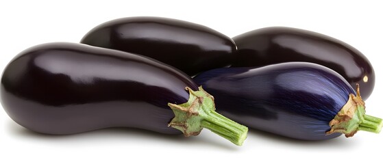 Canvas Print - Fresh Eggplants Group Closeup Studio Shot