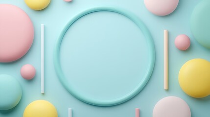 Wall Mural - Soft Pastel Background with Geometric Shapes and Circles for Creative Design Projects