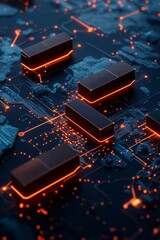 Aufkleber - Cyber Shipping Neon-Lit Cargo Visualization on Smart World Map for Global Trade - Futuristic Efficiency and Logistics in Tech-Driven Digital Platforms