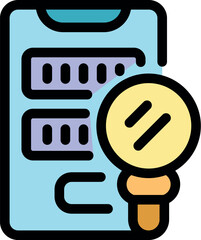 Poster - Mobile data analysis concept with magnifying glass inspecting data on smartphone screen