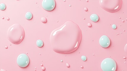 Wall Mural - Soft Pink and Mint Droplets on a Smooth Pastel Background Creating an Aesthetic Visual Experience