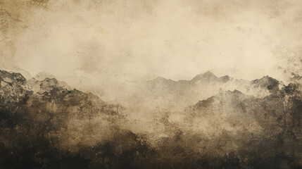 Wall Mural - a mountain range with a foggy sky in the background