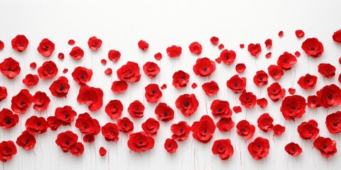 Aufkleber - Minimalist Botanical Wall Art Red Poppy Patterns on Textured Canvas for Modern Decor and Interior Design - Enhancing Artistic Spaces and Trendy Home Aesthetics