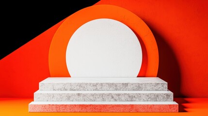 Poster - Abstract Display Platform with Geometric Shapes and Bright Colors