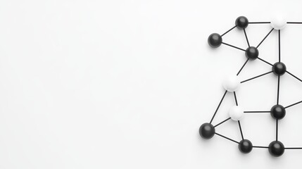 Poster - Abstract Connection of Black and White Nodes on a Minimalist Background