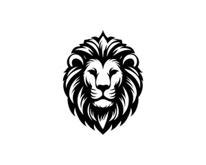 lion logo design vector template. lion head logo icon vector illustration. black and white lion head