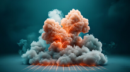 Poster - Electrifying cloud formation with lightning strikes digital environment abstract art 3d visualization dramatic viewpoint conceptual imagery