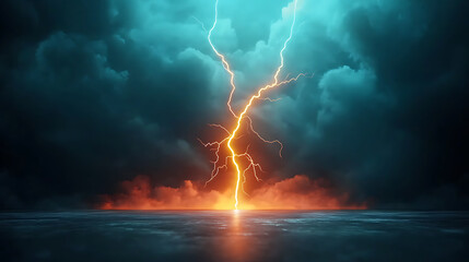 Poster - Electrifying lightning storm surges over ocean horizon dramatic natural phenomenon captured in stunning visual imagery