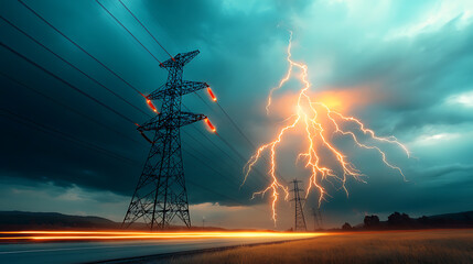 Poster - Electrifying storm power grid visuals remote location photography dynamic environment dramatic viewpoint nature's fury and energy fusion