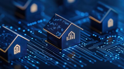 Poster - Digital representation of smart homes on circuit board background