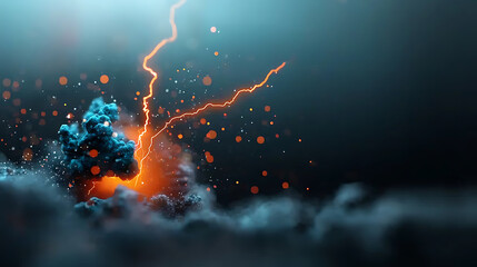 Poster - Futuristic lightning streaks striking across a dark sky dynamic visuals digital art abstract environment eye-level view high-impact concept