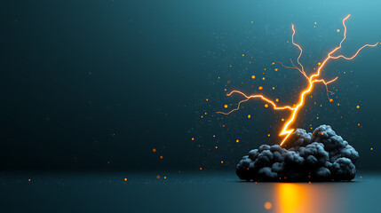 Poster - High-tech lightning bolts igniting a futuristic scene in a dark environment captivating digital art composition