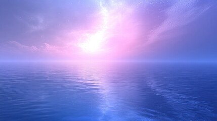 Poster - Vibrant dawn reflects on still waters creating a serene and peaceful atmosphere in a coastal location during early morning. Generative AI