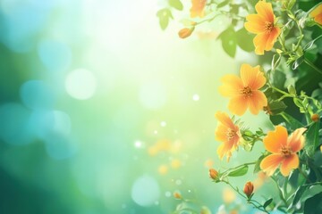 Poster - Bright orange flowers bloom in a vibrant garden space during a sunny afternoon full of soft light. Generative AI