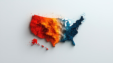 Poster - Illuminated us map with vibrant light clusters showcasing geographic diversity digital art contemporary style abstract viewpoint modern concept