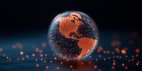 Leinwandbilder - Futuristic Digital Connectivity Global Network Graph on Luminous Glass Sphere - Innovative Tech Visualization for Smart Infrastructure and Data Exchange Strategies