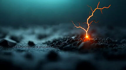 Poster - Illuminating lightning bolt futuristic network digital art cyber environment low angle view high-tech concept