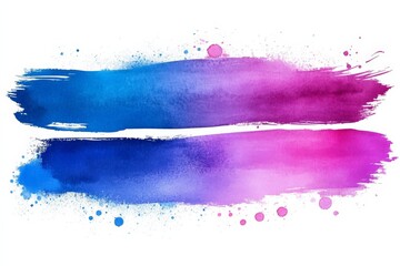 Poster - Colorful watercolor brush strokes in vibrant blue and pink shades create a dynamic abstract background
