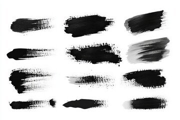 Aufkleber - Swatches of black and gray paint strokes on a white background for artistic design and illustrations