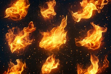 Poster - Flickering flames dance against a dark backdrop creating a mesmerizing display of fire