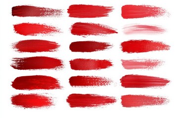 Poster - Various shades of red paint displayed in swatches on a white background for artistic reference and color selection