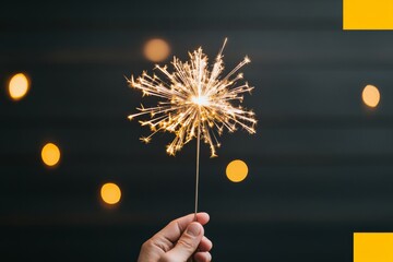 Poster - Contemporary Celebration Visual Sparkler in Hand with Bokeh Lights - Dynamic Event Promotion and Authentic Festive Branding for Modern Marketing Strategies