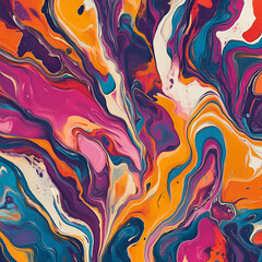 Poster - Liquid Colors: An abstract depiction of swirling, blended liquid paints in an array of vibrant colors. A visual journey of texture and motion. 