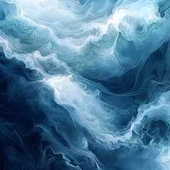Poster - Oceanic Reverie: Abstract waves crash and swirl, the artistry capturing the raw power and ethereal beauty of the sea.