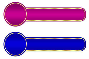 purple and blue gold banner circle buttons shaped objects set elements isolated on white background