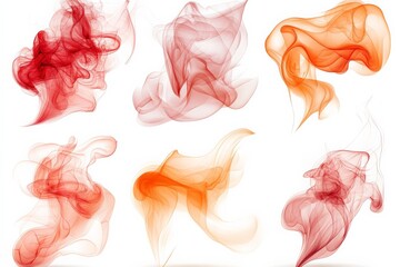 Poster - Colorful swirls of red and orange smoke create an artistic display against a clean background