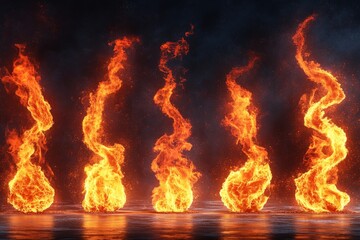Aufkleber - Flames dancing in the darkness creating dynamic visuals in a captivating display of fire