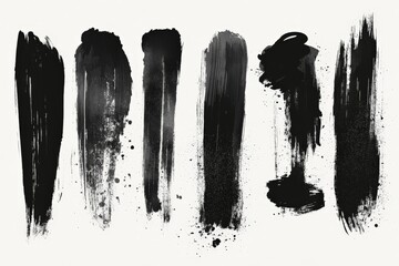 Poster - Various black paint strokes showcasing artistic techniques and textures in abstract art