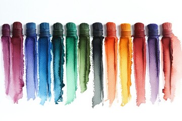 Aufkleber - Vibrant watercolors arranged in a colorful spectrum on a white background