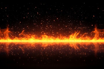Leinwandbilder - Bright flames reflect on a dark surface creating a mesmerizing illusion of fire and sparks