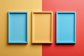 Aufkleber - Colorful empty frames arranged on contrasting backgrounds for artistic inspiration and design projects