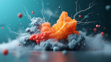 Poster - Dynamic technological lightning storms create vivid visuals in abstract rendering high-impact environment colorful cloud formations dramatic perspective