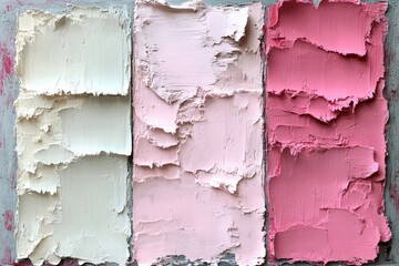 Aufkleber - Textured palette showcasing shades of white, pink, and coral in an artistic application