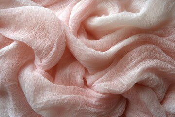 Aufkleber - Soft pink fabric draping elegantly with delicate folds and textures in natural light