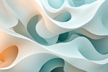 Poster - Soft flowing shapes in pastel colors create a tranquil and serene abstract design ideal for modern decor