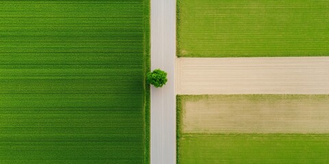 Poster - Aerial Precision Agriculture Aesthetic Geometric Crop Fields with Modern Irrigation Lines - Data-Driven Farm Management for Sustainable Crop Optimization and Eco-Innovative Land Use
