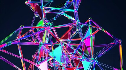 Poster - An abstract arrangement of translucent polygons bending light into radiant spectrum bursts.