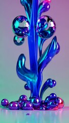 Poster - a fluid swirl of vibrant neon pigments blending seamlessly over a gentle pastel canvas, punctuated b