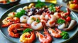 © muhammadfitrah - A vibrant platter of assorted seafood garnished with fresh herbs