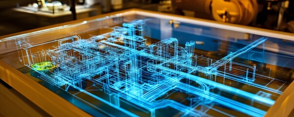 Poster - a detailed display of a transparent 3d model showcasing an intricate architectural design