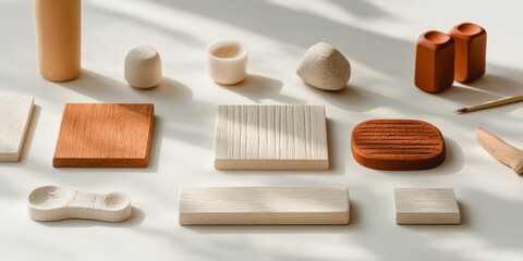 Aufkleber - Minimalist Design in Modern Craftsmanship Handcrafted Wooden, Acrylic, Stone Textures in Ambient Light for Urban Development and Custom Decor Solutions