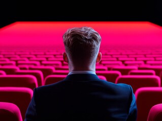 Aufkleber - Retro Futurism in Educational Spaces Professional Speaker in Vibrant Pink Auditorium - Inspiring Knowledge Transfer for Modern Corporate Training and Public Engagement