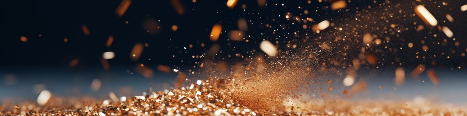 Aufkleber - Dynamic Particle Effect for Digital Recognition Golden Fragment Explosion on Black - Visual Content and Marketing Impact in Entertainment Industry